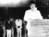Pembacaan naskah proklamasi kemerdekaan oleh Soekarno